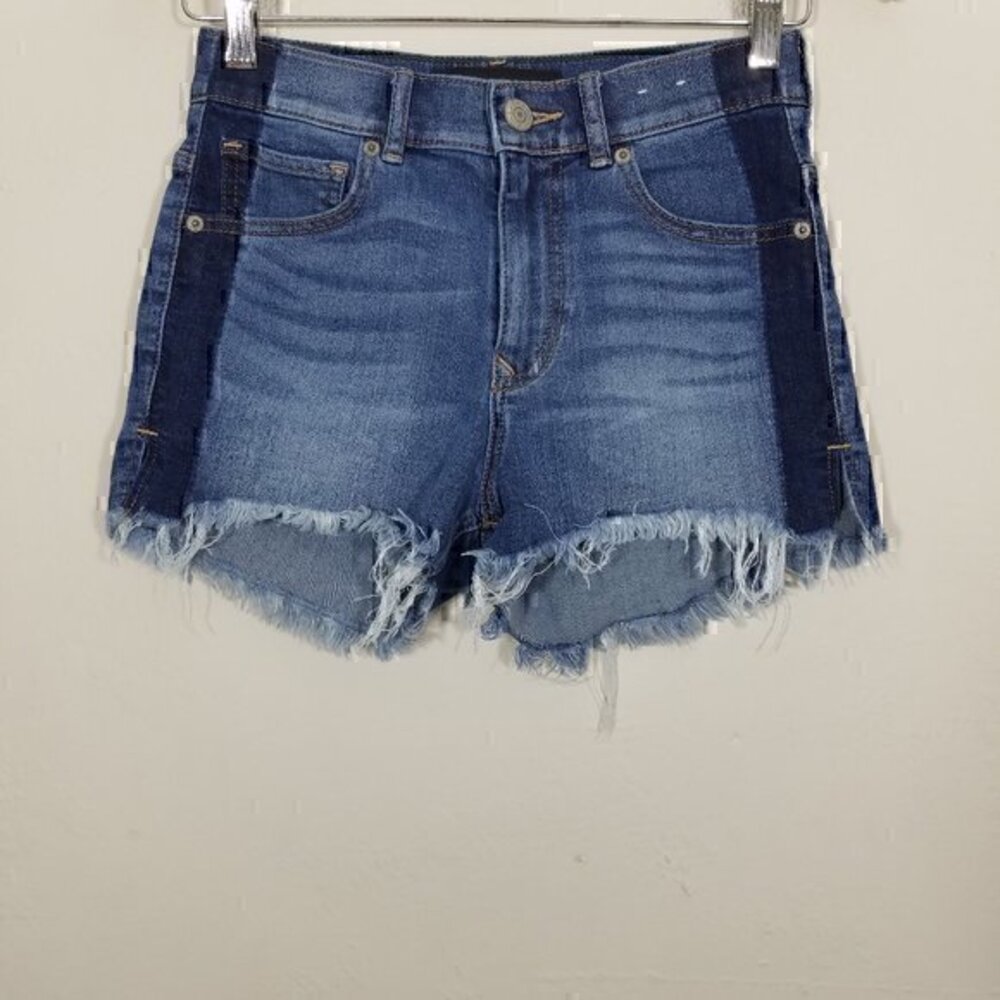 Express High Rise Two Tones Stretch Shortie Jean Shorts Size 00